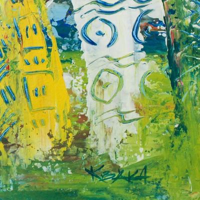 Alternate image for Multicolored Abstract Painting from Ghana Strong Women