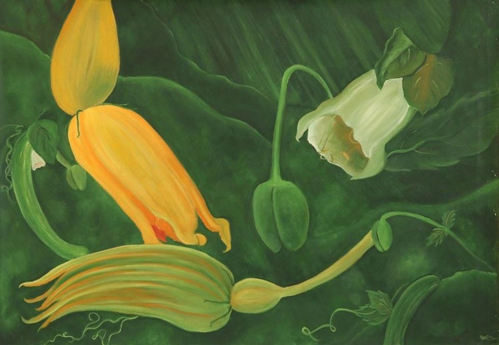 Signed Nature-Themed Painting of Flowers from India 'Nature's Delight'