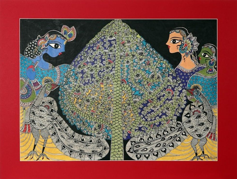 World Peace Project Madhubani Painting from India 'Krishna - The Universe'