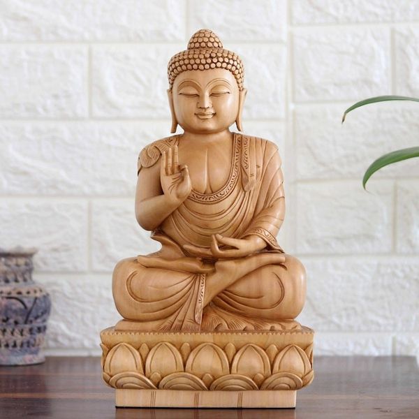 Alternate image for Hand-Carved Kadam Wood Buddha Sculpture from India Buddhas Splendor