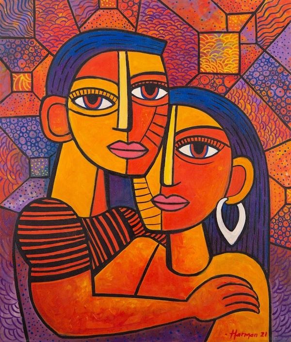 Alternate image for Acrylic Figure Painting on Canvas Intimacy II