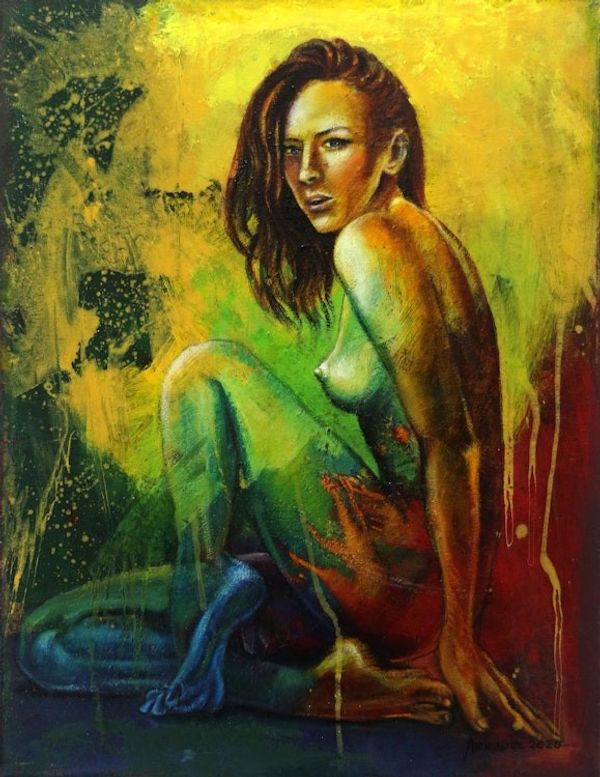Alternate image for Original Expressionist Painting of Artistic Nude A Strong Woman