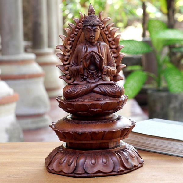 Alternate image for Hand Crafted Suar Wood Buddha Sculpture King Buddha