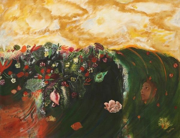 Alternate image for Signed Ocean-Themed Surrealist Painting from India One With Nature