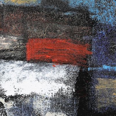 Alternate image for Signed Expressionist Blue-Toned Acrylic Cityscape Painting Jodhpur