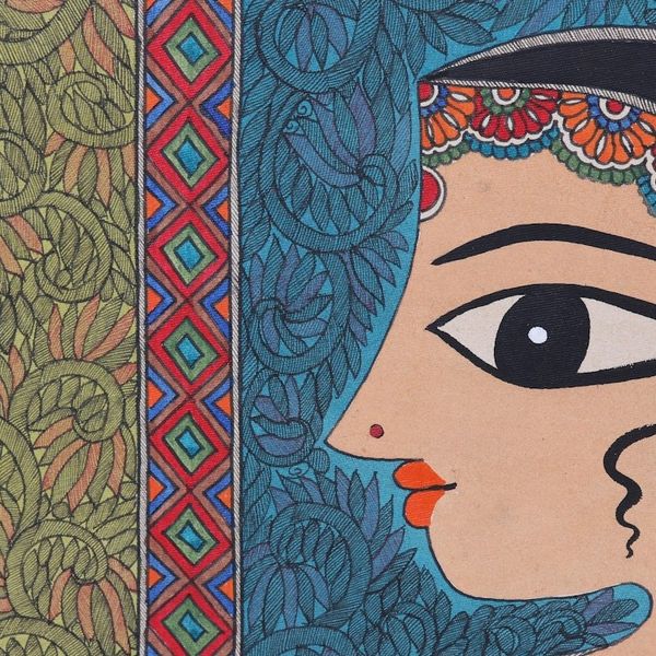 Alternate image for Shiva Shakti Madhubani Painting on Paper from India Shivashakti
