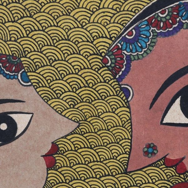 Alternate image for Radha Floral Madhubani Style Painting from India Glorious Radha