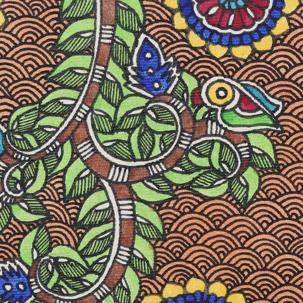Alternate image for Krishna Radha Madhubani Painting on Paper from India Eternal Tale of Love