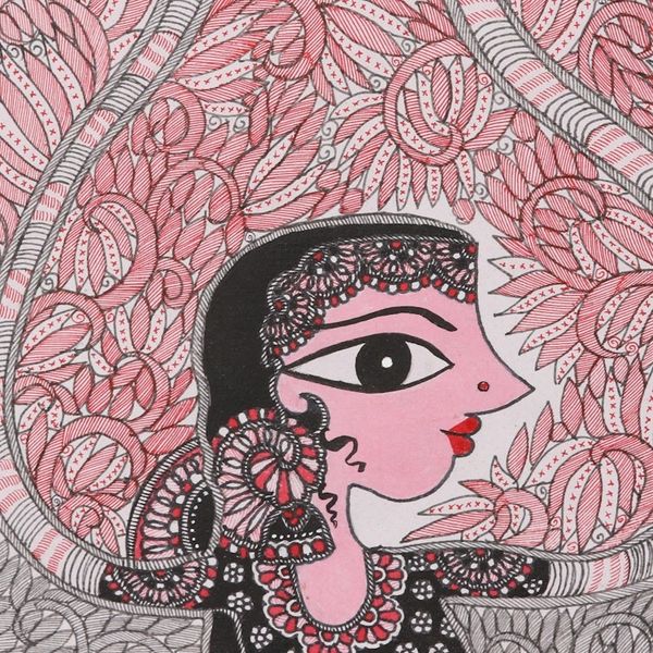 Alternate image for World Peace Project Surreal Madhubani Style Painting India Feminine Tree