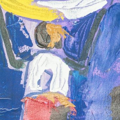 Alternate image for Signed Expressionist Mother and Child Painting from Ghana Motherly Love