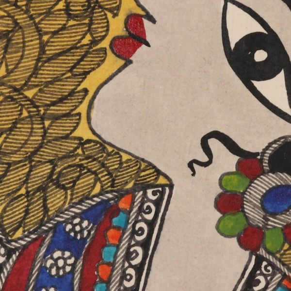 Alternate image for Acrylic Madhubani Painting on Handmade Paper Matsya Vedh