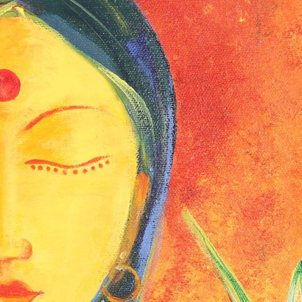 Alternate image for Signed Acrylic Expressionist Painting of a Woman Hope of Love
