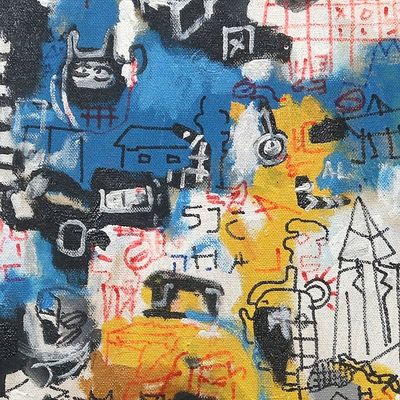 Alternate image for Indonesian Mixed Media Painting with City Motif Failed Architect