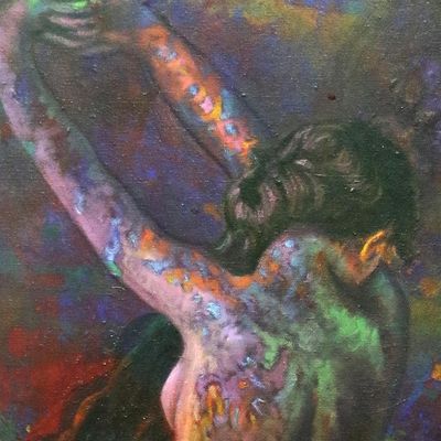 Alternate image for Original Signed Expressionist Painting of Woman Love is Everything