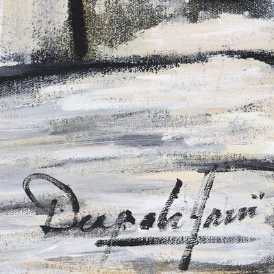 Alternate image for Expressionist Acrylic Painting of Traditional Street Udaipur III