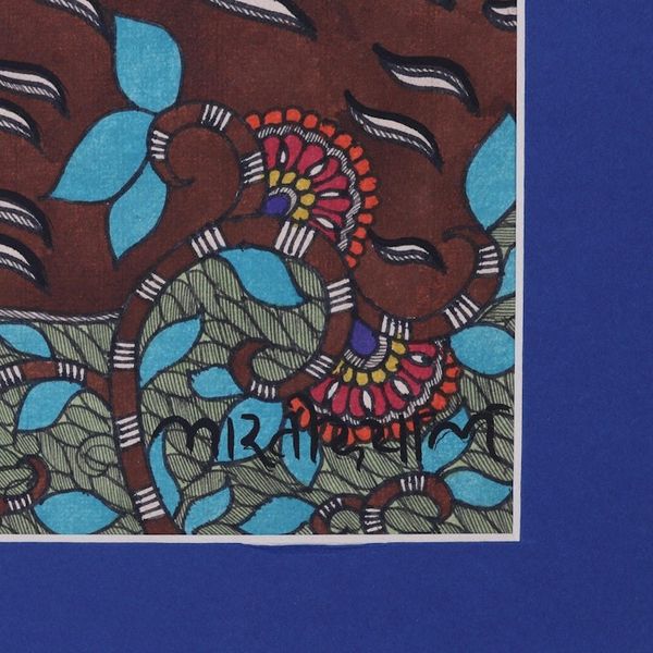 Alternate image for Hindu Mythology Figure Madhubani Painting from India Ganesha  Parvati