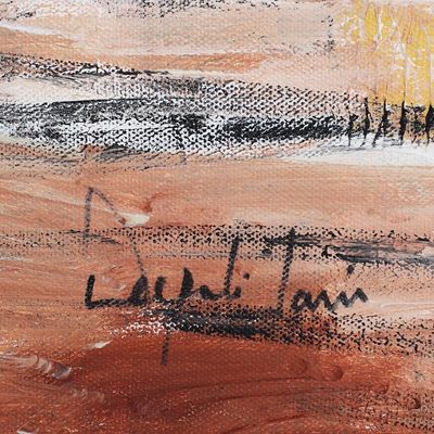 Alternate image for Signed Unstretched Expressionist Acrylic Painting of Dehli Dilli Haveli