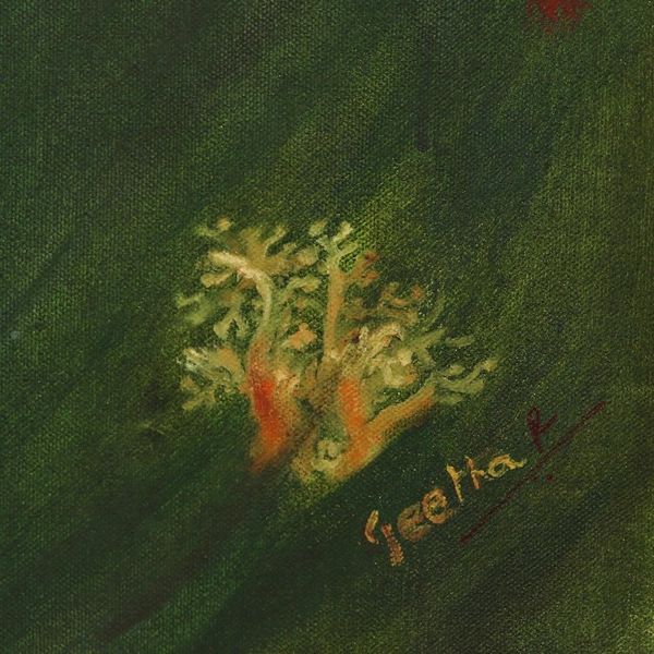 Alternate image for Signed Ocean-Themed Surrealist Painting from India One With Nature