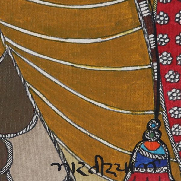 Alternate image for Ramayana-Themed Madhubani Painting from India Ram Sita in Chirtrakoot