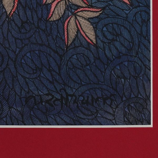 Alternate image for Woman Bird Madhubani Painting on Handmade Paper from India Conversation with A Bird II