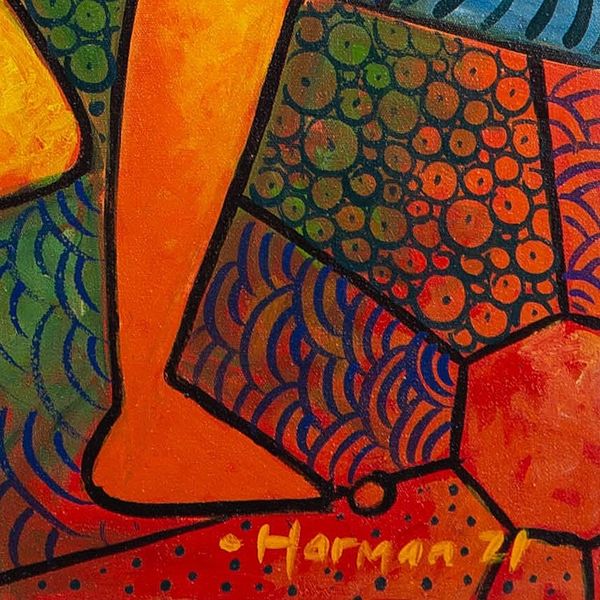 Alternate image for Colorful Acrylic Painting on Canvas Daydreaming Women