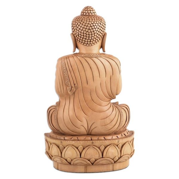 Alternate image for Hand-Carved Kadam Wood Buddha Sculpture from India Buddhas Splendor