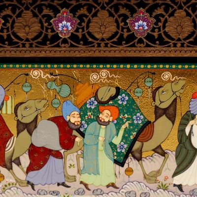 Alternate image for Uzbek Folk Painting in Lacquer Miniature Art Style Caravan I