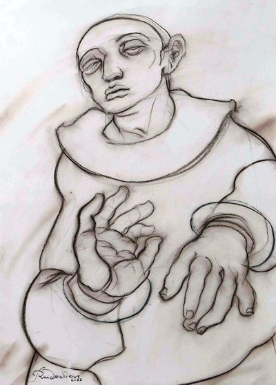 Alternate image for Signed Graphite Drawing of Classic Pierrot Clown from Brazil Pierrot