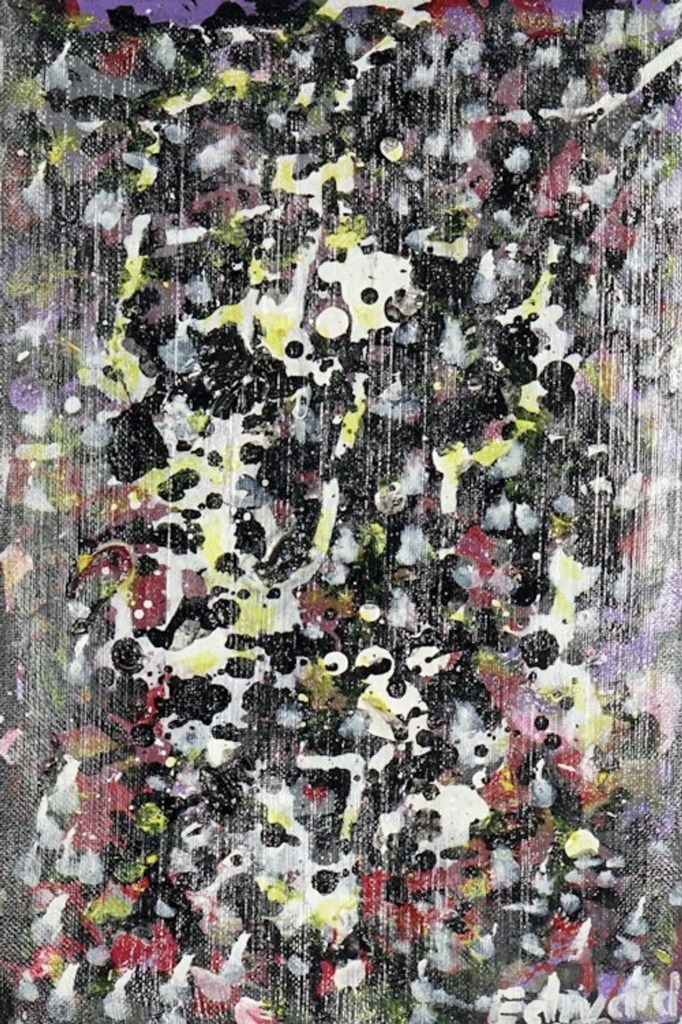 Unstretched Abstract Acrylic Painting with Dotted Pattern 'Harmony at Night'