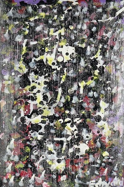 Alternate image for Unstretched Abstract Acrylic Painting with Dotted Pattern Harmony at Night