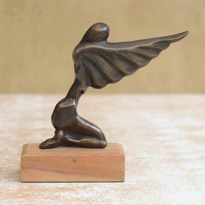 Alternate image for Signed Bronze Angel Sculpture Angel of Gratitude II