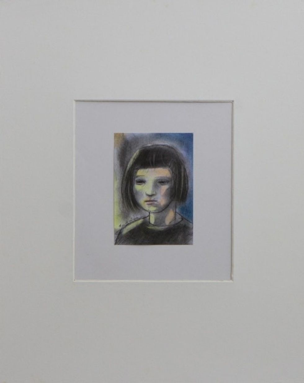 Signed Expressionist Portrait Painting from Brazil 'Thoughtful Aurora'