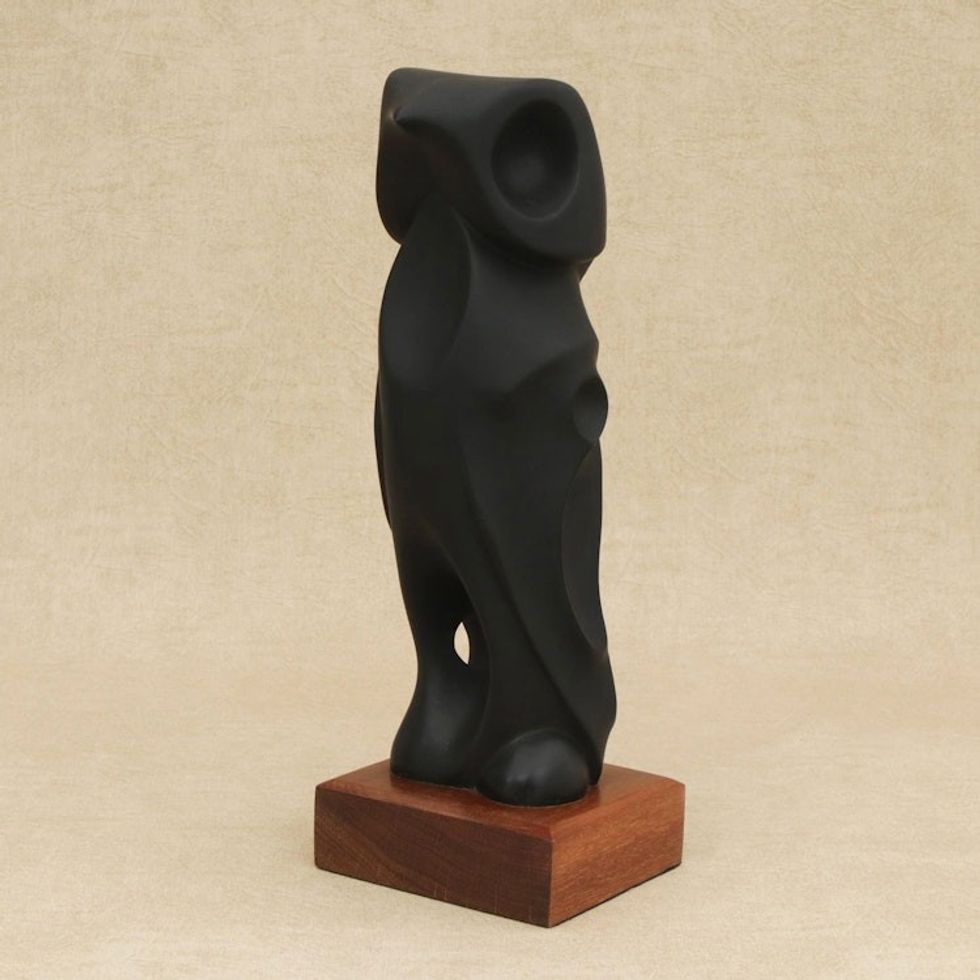 Abstract Resin Sculpture of a Falcon in Black from Brazil 'Abstract Peregrine in Black'