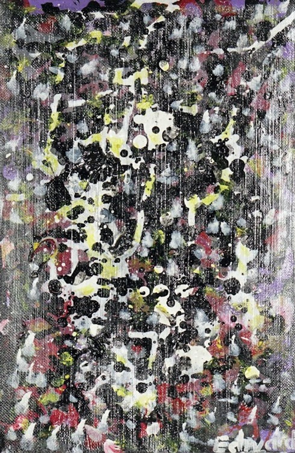 Unstretched Abstract Acrylic Painting with Colorful Dots 'Serenity in the Forest'