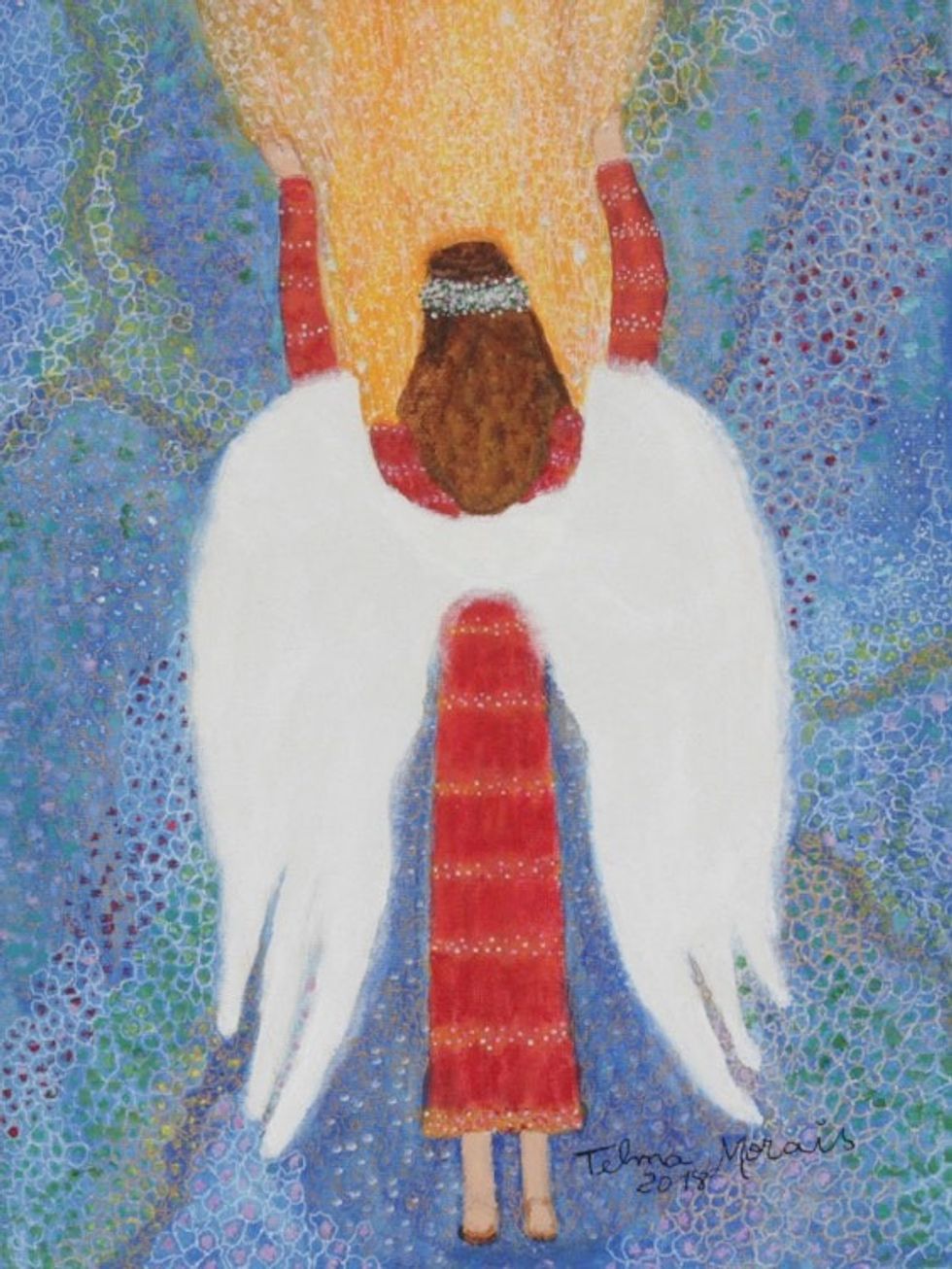 Signed Folk Art Painting of an Angel from Brazil 'Connection'