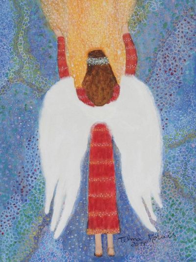Alternate image for Signed Folk Art Painting of an Angel from Brazil Connection