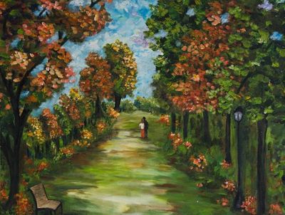 Alternate image for Signed Impressionist Painting of a Park from Brazil Stroll