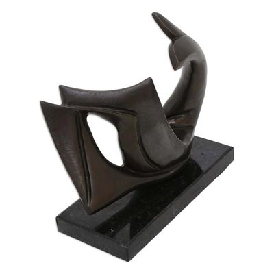 Alternate image for Signed Abstracted Mermaid Sculpture in Bronze on Granite Mermaid