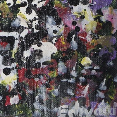 Alternate image for Unstretched Abstract Acrylic Painting with Dotted Pattern Harmony at Night