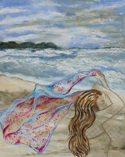 Alternate image for Expressionist Beach Scene Painting from Brazil 2017 The Breeze of Buzios