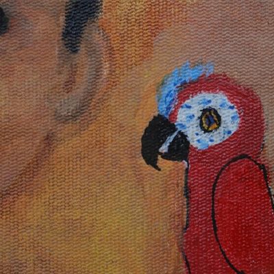 Alternate image for Signed Naif Portrait Painting of a Boy and Bird The Boy and the Bird