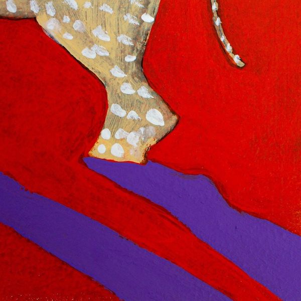 Alternate image for Oil and Acrylic on Wood with Elephant Under the Moon White Moon