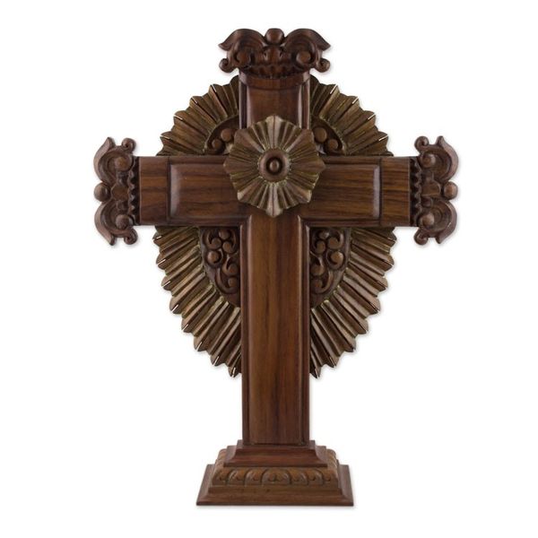 Alternate image for 24-Inch Artisan Carved Parota Wood Cross from Mexico Resplendent