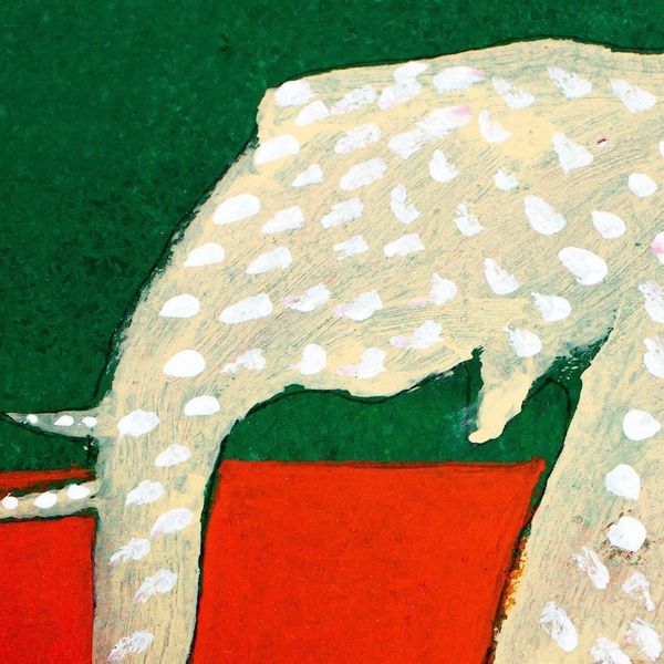 Alternate image for Oil and Acrylic on Wood with Elephant Under the Moon White Moon