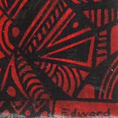 Alternate image for Unstretched Abstract Acrylic Painting in Red and Black When Two Come Together