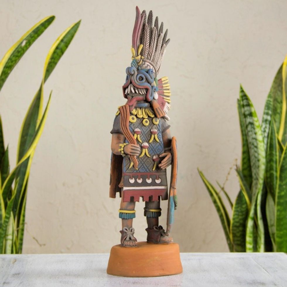 Aztec Hand Crafted Ceramic Replica Sculpture 'Tlaloc Lord of Rain'