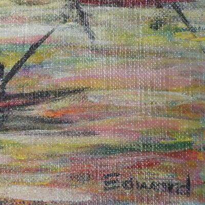 Alternate image for Unstretched Impressionist Acrylic Landscape Painting Fishing Expedition at Noon