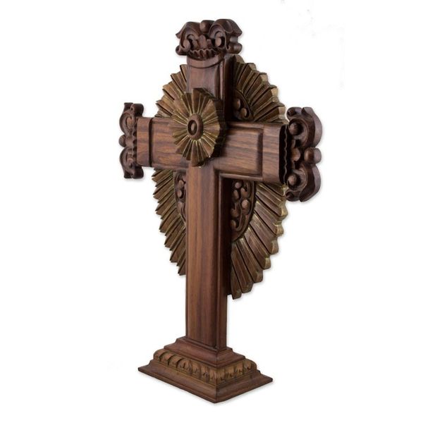 Alternate image for 24-Inch Artisan Carved Parota Wood Cross from Mexico Resplendent