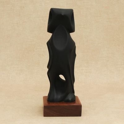 Alternate image for Abstract Resin Sculpture of a Falcon in Black from Brazil Abstract Peregrine in Black