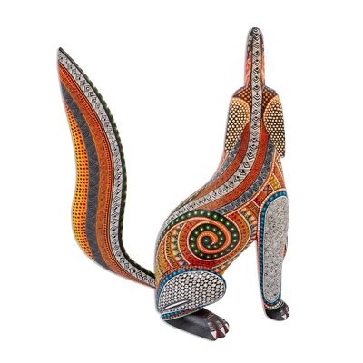 Alternate image for Alebrije Sculpture Hand Painted Crazy Coyote